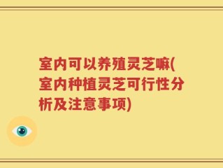 室内可以养殖灵芝嘛(室内种植灵芝可行性分析及注意事项)