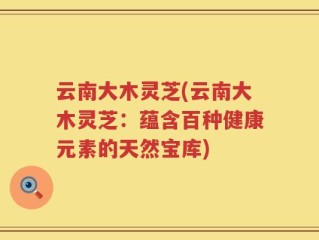 云南大木灵芝(云南大木灵芝：蕴含百种健康元素的天然宝库)
