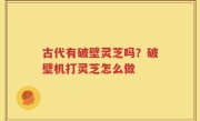 古代有破壁灵芝吗？破壁机打灵芝怎么做