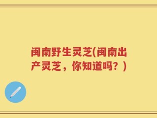 闽南野生灵芝(闽南出产灵芝，你知道吗？)