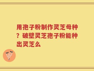 用孢子粉制作灵芝母种？破壁灵芝孢子粉能种出灵芝么