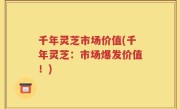 千年灵芝市场价值(千年灵芝：市场爆发价值！)