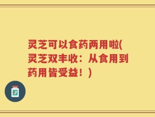灵芝可以食药两用啦(灵芝双丰收：从食用到药用皆受益！)