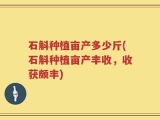 石斛种植亩产多少斤(石斛种植亩产丰收，收获颇丰)