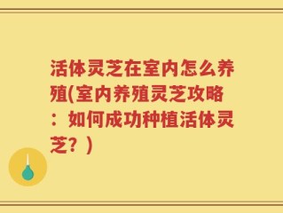 活体灵芝在室内怎么养殖(室内养殖灵芝攻略：如何成功种植活体灵芝？)