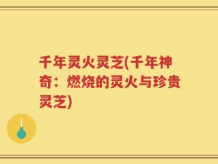 千年灵火灵芝(千年神奇：燃烧的灵火与珍贵灵芝)