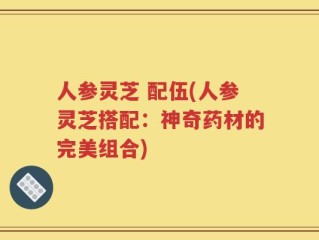 人参灵芝 配伍(人参灵芝搭配：神奇药材的完美组合)