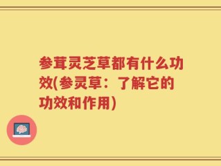 参茸灵芝草都有什么功效(参灵草：了解它的功效和作用)