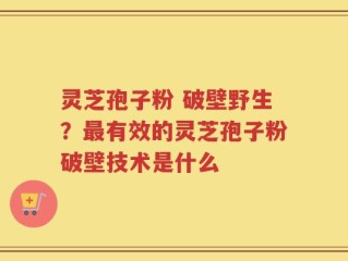 灵芝孢子粉 破壁野生？最有效的灵芝孢子粉破壁技术是什么