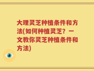 大理灵芝种植条件和方法(如何种植灵芝？一文教你灵芝种植条件和方法)