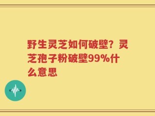野生灵芝如何破壁？灵芝孢子粉破壁99%什么意思