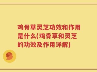 鸡骨草灵芝功效和作用是什么(鸡骨草和灵芝的功效及作用详解)