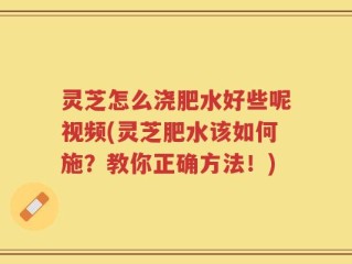 灵芝怎么浇肥水好些呢视频(灵芝肥水该如何施？教你正确方法！)