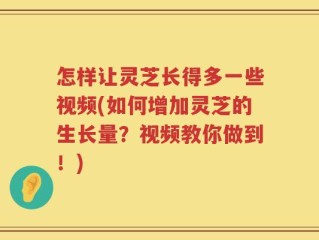 怎样让灵芝长得多一些视频(如何增加灵芝的生长量？视频教你做到！)