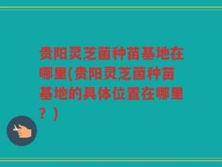 贵阳灵芝菌种苗基地在哪里(贵阳灵芝菌种苗基地的具体位置在哪里？)
