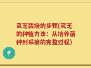 灵芝栽培的步骤(灵芝的种植方法：从培养菌种到采摘的完整过程)