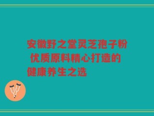 安徽野之堂灵芝孢子粉 优质原料精心打造的健康养生之选
