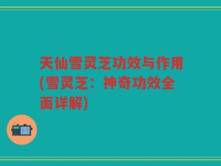 天仙雪灵芝功效与作用(雪灵芝：神奇功效全面详解)