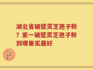 湖北省破壁灵芝孢子粉？紫一破壁灵芝孢子粉到哪里买最好