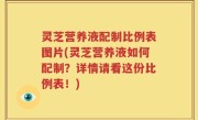 灵芝营养液配制比例表图片(灵芝营养液如何配制？详情请看这份比例表！)