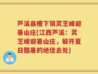 芦溪县槽下镇灵芝峰避暑山庄(江西芦溪：灵芝峰避暑山庄，躲开夏日酷暑的绝佳去处)