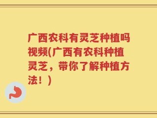 广西农科有灵芝种植吗视频(广西有农科种植灵芝，带你了解种植方法！)