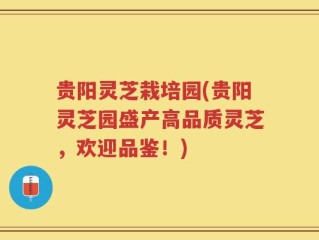贵阳灵芝栽培园(贵阳灵芝园盛产高品质灵芝，欢迎品鉴！)