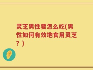 灵芝男性要怎么吃(男性如何有效地食用灵芝？)