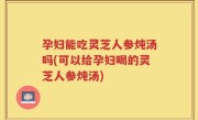 孕妇能吃灵芝人参炖汤吗(可以给孕妇喝的灵芝人参炖汤)