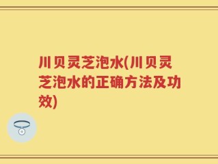 川贝灵芝泡水(川贝灵芝泡水的正确方法及功效)
