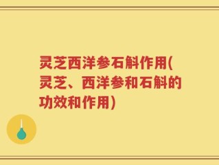 灵芝西洋参石斛作用(灵芝、西洋参和石斛的功效和作用)