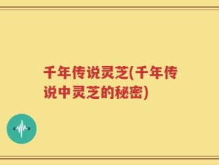 千年传说灵芝(千年传说中灵芝的秘密)