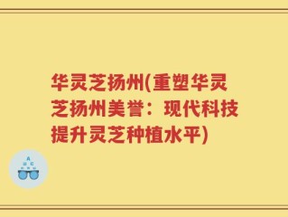 华灵芝扬州(重塑华灵芝扬州美誉：现代科技提升灵芝种植水平)