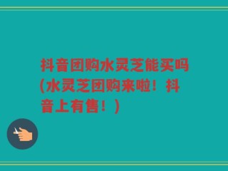 抖音团购水灵芝能买吗(水灵芝团购来啦！抖音上有售！)