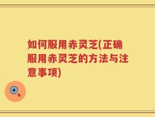 如何服用赤灵芝(正确服用赤灵芝的方法与注意事项)
