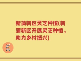 新蒲新区灵芝种植(新蒲新区开展灵芝种植，助力乡村振兴)