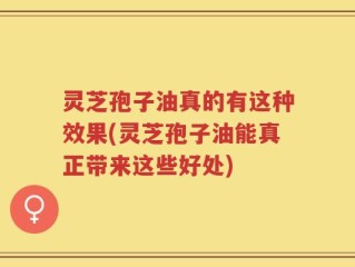 灵芝孢子油真的有这种效果(灵芝孢子油能真正带来这些好处)