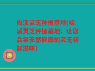 松溪灵芝种植基地(松溪灵芝种植基地：让您品尝天然健康的灵芝新鲜滋味)