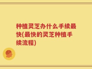 种植灵芝办什么手续最快(最快的灵芝种植手续流程)