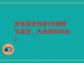 野生灵芝珍贵(珍贵野生灵芝：大自然的珍品)