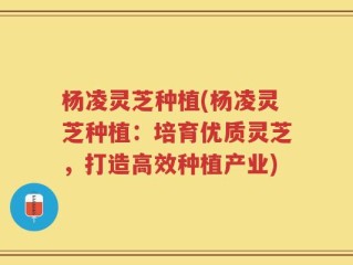 杨凌灵芝种植(杨凌灵芝种植：培育优质灵芝，打造高效种植产业)