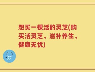 想买一棵活的灵芝(购买活灵芝，滋补养生，健康无忧)