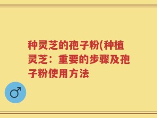 种灵芝的孢子粉(种植灵芝：重要的步骤及孢子粉使用方法