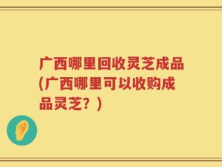 广西哪里回收灵芝成品(广西哪里可以收购成品灵芝？)