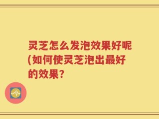 灵芝怎么发泡效果好呢(如何使灵芝泡出最好的效果？