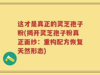 这才是真正的灵芝孢子粉(揭开灵芝孢子粉真正面纱：重构配方恢复天然形态)
