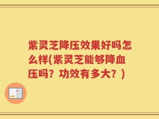 紫灵芝降压效果好吗怎么样(紫灵芝能够降血压吗？功效有多大？)