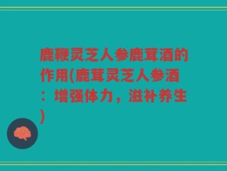 鹿鞭灵芝人参鹿茸酒的作用(鹿茸灵芝人参酒：增强体力，滋补养生)