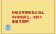 种植灵芝事迹简介怎么写(种植灵芝，诠释人生奋斗精神)