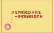 少见的水灵芝(水灵芝：一种罕见的珍贵药材)